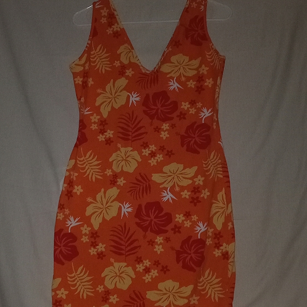 XL summer flowery orange dress